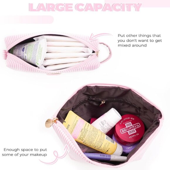 Makeup Bag Set Initials Cosmetic Bag Pink UNOPENED - Picture 5 of 7